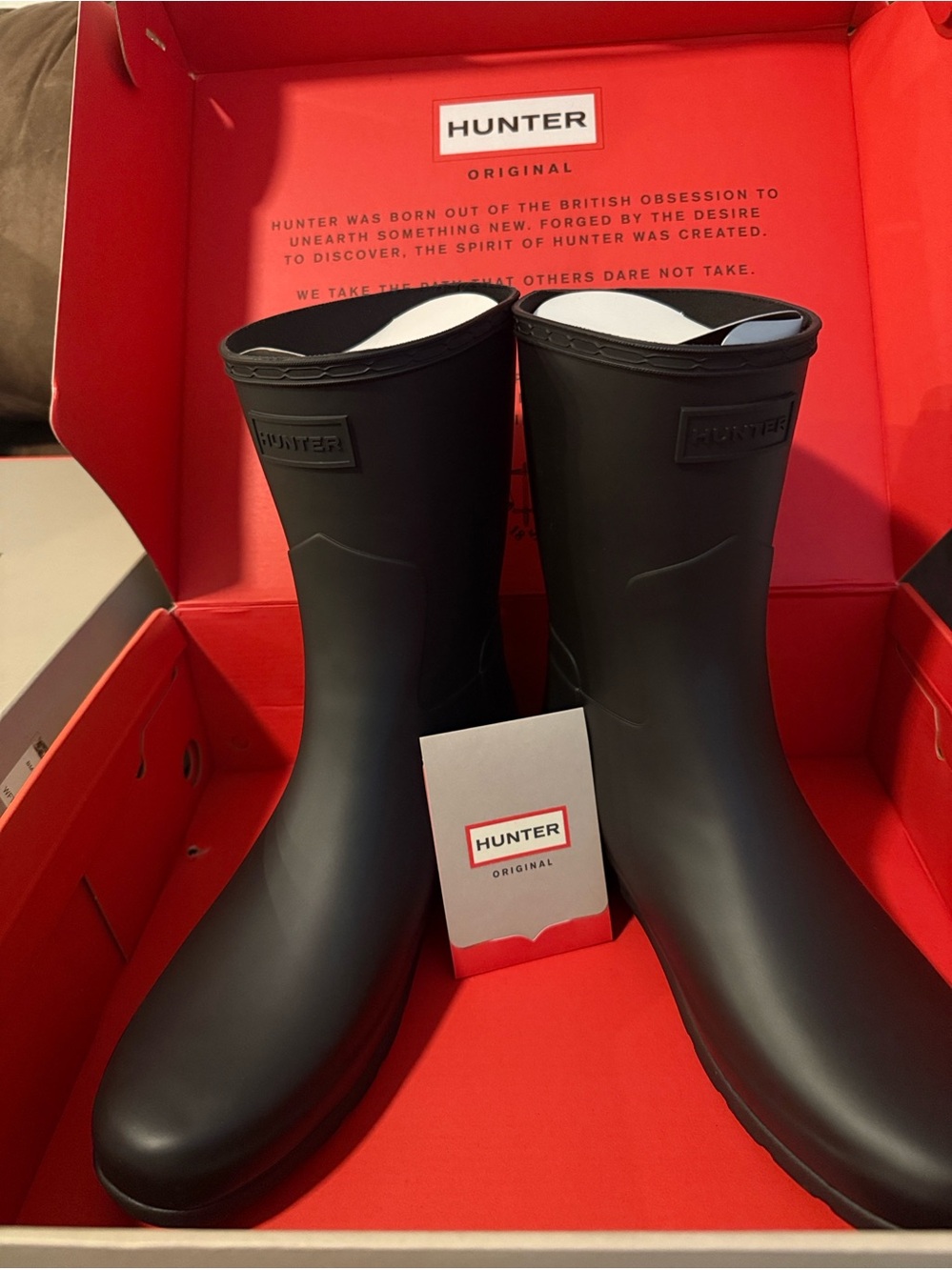 NWT Hunter Matte Men Black Short Rain Boots